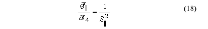 This equation reads lowercase delta parallel F over lowercase delta I subscript 4 equals 1 over parallel shear stress superscript 2.