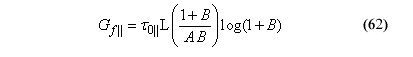 This equation reads Shear fracture energy equals initial parallel strain energy type value for damage initiation Element length times the quantity of 1 plus parallel softening parameter over A parallel softening parameter end quantity, times the log of 1 plus parallel softening parameter.