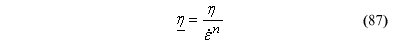 This equation reads General rate-effect fluidity parameter equals the quotient of general rate-effect fluidity parameter divided by scalar effective strain rate superscript rate-effect power parameter.