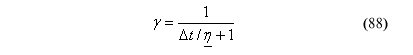 This equation reads General viscoplastic interpolation parameter equals the quotient of 1 divided by the summation of 1 plus the quotient time-step increment divided by general rate-effect fluidity parameter.