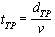 t subscript TP equals d subscript TP divided by v