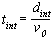 t subscript int. t subscript int equals d subscript int divided by v subscript 0