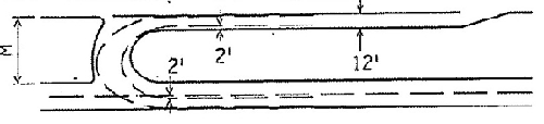 Figure 4b. Drawing. Left lane to second lane maneuver. Drawing shows the median U-Turn left lane to second lane maneuver.