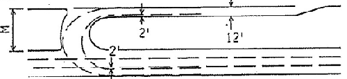 Figure 4c. Drawing. Left lane to third lane maneuver. Drawing shows the median U-Turn left lane to third lane maneuver.