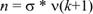 Equation 4. n equals sigma times v of k plus 1.