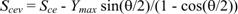 Equation 8. S subscript cev equals S subscript ce minus the product of Y subscript max times the sine of the quotient of theta divided by 2, that product divided by the difference of 1 minus the cosine of the quotient of theta divided by 2.