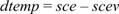 Equation 14. d temp equals sce minus scev.