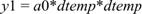 Equation 15. y1 equals a0 times d temp times d temp