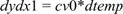 Equation 16. dydx 1 equals cv0 times d temp.