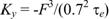 Equation 29. K subscript y equals negative F cubed divided by the product of 0.7 squared times tau subscript e.