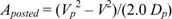 Equation 32. A subscript posted equals the difference of V subscript p squared minus V squared, that difference divided by the product of 2.0 times D subscript p.