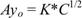 Equation 41. Ay subscript o equals K times C to the one half power.