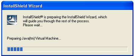 Figure 2. Screen Capture. InstallShield Wizard Screen. The InstallShield Wizard screen is launched by double-clicking the SSAMinstall.exe file. The installer initializes itself and looks for a JVM on the local machine. If a JVM is not found, the installer will install JVM. This screen informs the user that the installer is preparing the Java virtual machine.