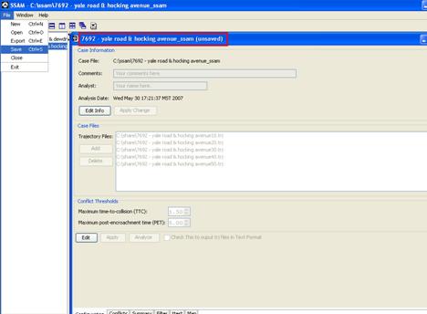 Figure 77. Screen Capture. SSAM Screen--Case Document Not Saved. The title bar at the top of the Configuration tab shows that the file is unsaved.