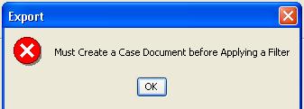 Figure 84. Screen Capture. SSAM Screen--Error Message for Nonexisting Data. This message reports that the user has attempted to apply a filter to nonexisting data. Click OK to continue.