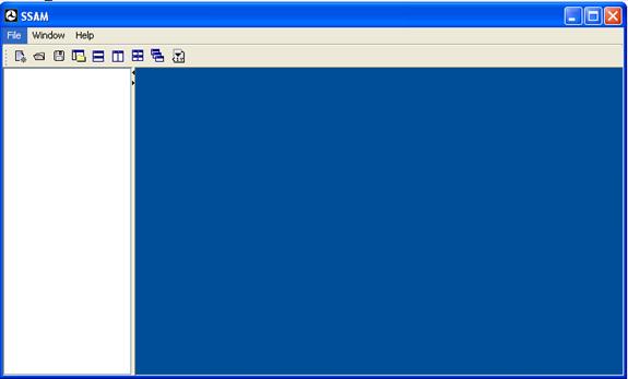 Figure 2. Screen Capture. SSAM User Interface after Launching. This is when SSAM is launched the first time after installation.