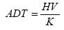 Figure28. Equation. Using K-Factors to Scale Hourly Volume to Daily Volume. This equation converts vehicle per hour to average daily traffic volume. The average daily traffic volume equals the hourly volume divided by the K factor.