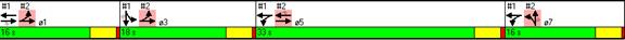 Figure 112. Screen Capture. Timing Plan for Four-Phase Diamond Interchange in Medium Volumes. This is a screen capture of the timing plan for the four-phase diamond interchange in medium volumes condition. The split time (all in seconds) for phase 1, 3, 5, and 7 are 16, 18, 33, and 16, respectively.