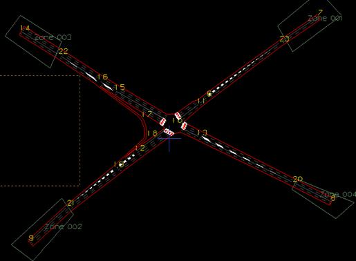 Figure 137. Screen Capture PARAMICS Model of Briarcliff Rd & North Druid Hills Rd. This is the PARAMICS model for Briarcliff Rd & North Druid Hills Rd, Dekalb County, Atlanta, GA.