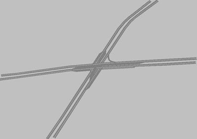 Figure 140. Screen Capture. VISSIM Model of Roswell Road & Abernathy Road. This is the VISSIM model for Roswell Road & Abernathy Road, Fulton County, Atlanta, GA.
