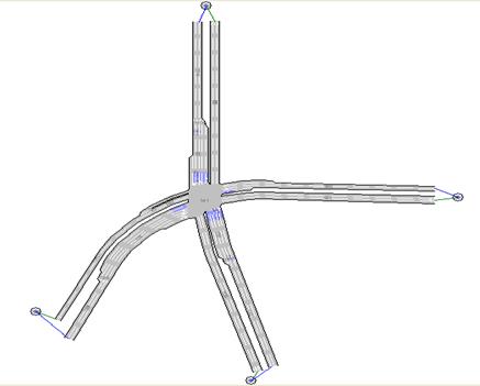 Figure 156. Screen Capture. AIMSUN Model of Howe Ave & Fair Oaks Boulevard. This is the AIMSUN model for Howe Ave & Fair Oaks Boulevard, Sacramento, CA.