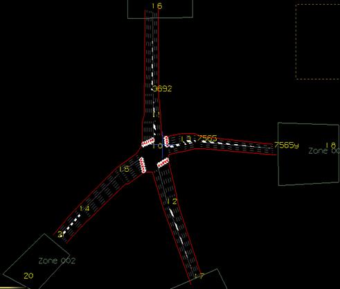 Figure 157. Screen Capture. PARAMICS Model of Howe Ave & Fair Oaks Boulevard. This is the PARAMICS model for Howe Ave & Fair Oaks Boulevard, Sacramento, CA. 