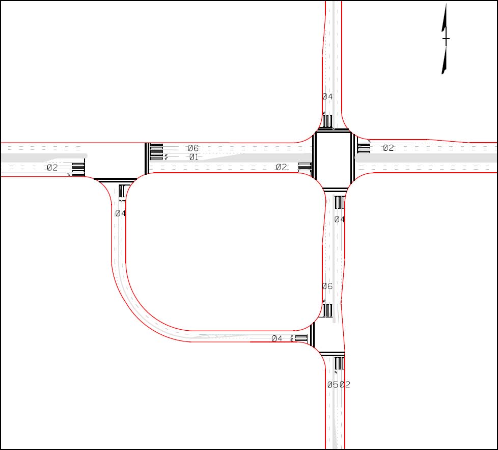 The illustration shows detector locations for a quadrant roadway (QR) intersection for signal phasing in figure 131.