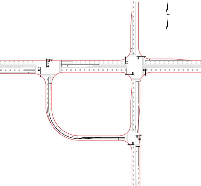 The illustration shows possible signal pole and mast arm locations for a quadrant roadway (QR) intersection.