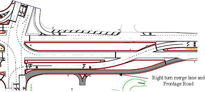 The illustration shows a frontage road at a displaced left-turn (DLT) intersection in Baton Rouge, LA.