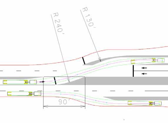 The illustration shows left-turn crossover movement in displaced left-turn (DLT) interchange.