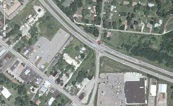 The photo provides an aerial view of U.S. Route 32/Bells Lane intersection for case study A.