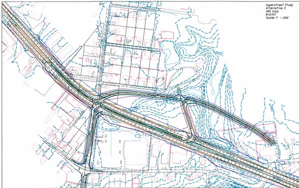 This illustration shows a proposed configuration at the intersection of U.S. Route 32/Bells Lane intersection in case study A.