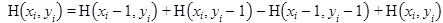 H open parenthesis x subscript i, y subscript i close parenthesis equals H open parenthesis x subscript i minus 1, y subscript i close parenthesis plus H open parenthesis x subscript i, y subscript i minus 1 close parenthesis minus H open parenthesis x subscript i minus 1, y subscript i minus 1 close parenthesis plus H open parenthesis x subscript i, y subscript i close parenthesis.