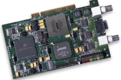 This photo shows an 
Acadia I™ vision accelerator board used for real-time stereo depth estimation.