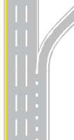 This illustration shows a response option for scenario 1 critical point 1. There is a four-lane single direction highway. There is a right-hand one-lane exit at the top, and the remaining three lanes continue straight.