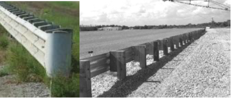 Figure 14. Photo. Case No. 2005012696122 post-crash Thrie beam strong post (left) contrasted with comparative catalog image (right).