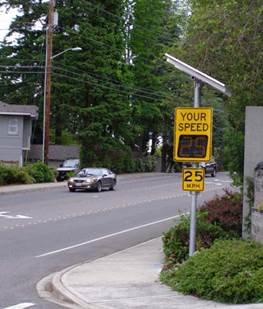 Dynamic speed feedback sign in Bellevue, Washington.
