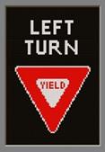 Figure 10. Illustration. MUTCD symbol for “Left Turn Yield” that was presented on the DII to examine drivers’ understanding of the SLTA system. This illustration features a Left Turn Yield Sign as depicted on a color digital display.