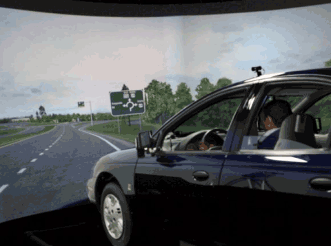 Figure 32. Photo. FHWA highway driving simulator.