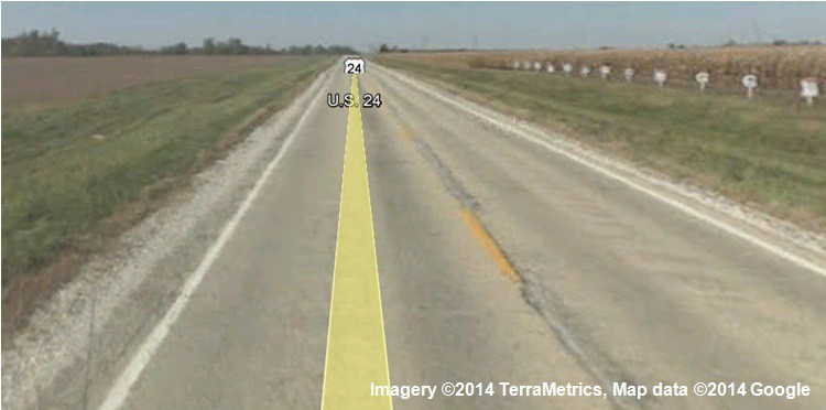 Figure 131. Photo. Visual checks of cross-section features in Google Street Viewâ„¢. This figure is a screenshot illustrating visual checks of cross-section features in Google Street Viewâ„¢. 