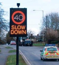 Figure 163. Photo. Speed-activated speed limit reminder sign. This figure shows an example of a speed-activated speed limit reminder sign. A speed-activated speed limit reminder sign is an electronic speed-limit sign activated by an approaching vehicle. 