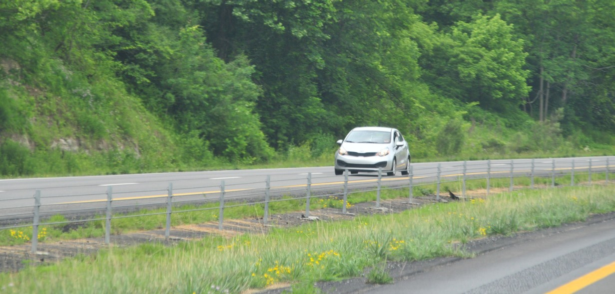 Figure 176. Photo. Median barriers. This figure shows an example of a cable median barrier, which is used to separate opposing traffic.