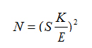 Figure 19. Equation. Minimum number of measured speeds. N equals the square of the quotient of the following: S times K divided by E.