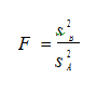Figure 26. Equation. F-test to compare the speed variance in the before and after periods. F equals the square of the ratio of s subscript B and s subscript A. 