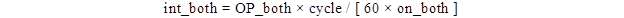 Figure 92. Equation. Average intensity. The equation states that int_both equals OP_both times cycle divided by the quantity (60 times on_both).