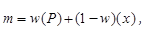 Figure 2. Equation. EB estimate of expected crashes. The equation calculates M as equal to the sum of W times P plus x times one minus W.