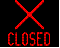 Figure 7. Graphic. Lane closed sign adapted from the Minnesota deployment. This figure shows a sample active traffic management sign with a thin red X and the text "CLOSED" indicating that the lane is closed.