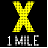 Figure 9. Graphic. Lane closing in 1 mi sign adapted from Washington State deployment. This figure shows a sample active traffic management sign with a thick yellow X and the text "1 MILE" indicating a lane closure in 1 mi. (1 mi = 1.61 km)