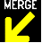 Figure 18. Graphic. Merge left sign adapted from Washington State deployment. This figure shows a sample active traffic management sign with the white text "MERGE" and one large arrow pointing diagonally down to the left indicating that drivers should merge to the left ahead.