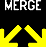 Figure 19. Graphic. Merge split sign adapted from Washington State deployment. This figure shows a sample active traffic management sign with the white text "MERGE" and two large arrows that point diagonally down in opposite directions indicating that the flow of traffic splits ahead.